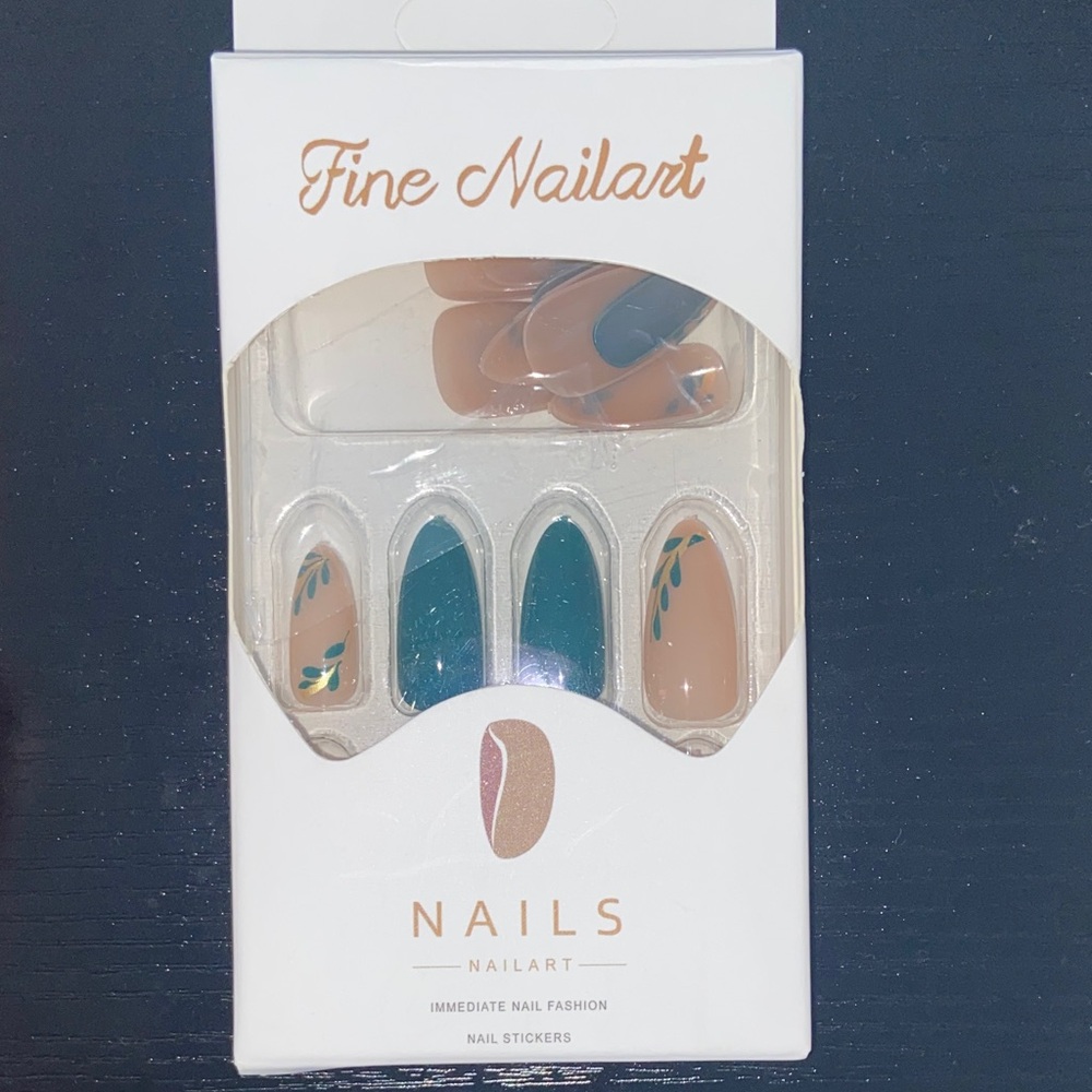 Unused Fine Nailart Nail Stickers in Teal and Tan Floral design